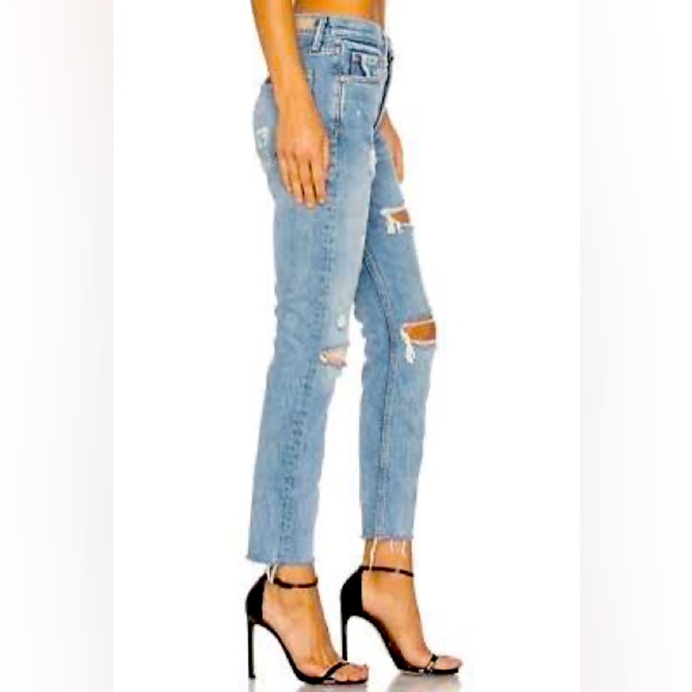 BY GIRLFRIEND DENIM LIGHT WASH 👖 JEANS! DISTRESSED MID WASH HIGH QUALITY!